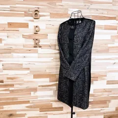 美品【ランバン】モヘヤ アルパカ ブレンド ツイード コート ヘリンボーン 黒