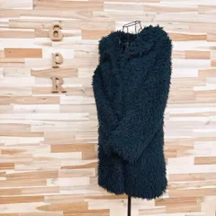 【ザラ】フード付き ボリューム フェイク ファー ロング コート XS緑グリーン