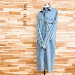 【ザラ】オーバーサイズ ロング丈 デニム コート コットン100% M 青×銀