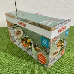 【未使用/送料無料】 THERMOS/サーモス 真空断熱スープランチセット 800ml(スープジャー:200ml/容器:300ml×2個)  JEH-800 ダスティグリーン 保温・保冷 弁当用まほうびん /D2593