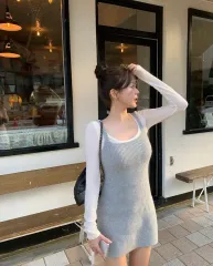 ソバーショップ コージー ニット ONE PIECE + ベーシック インナー Tシャツ 白 (それぞれ購入可能)