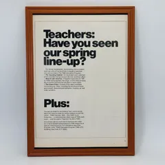 ビンテージ 広告　ポスター　『 プラス（Plus） 』 1960's　額付　※※当時物　オリジナル アメリカ 輸入雑貨　※当時物　ヴィンテージ　雑誌　アドバタイジング　 レトロ　昭和　( AZ1982 )