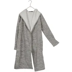 M【 INGNI / イング 】スウェット風 フードロングコートガウン ライドグレー 長袖 室内の羽織にも 秋冬 S921