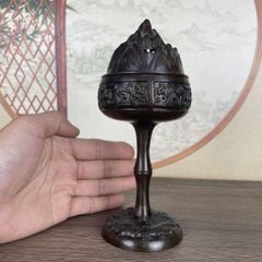 名工 李連休 作】如泉青磁 茶碗 栞付 30年前韓国購入 透過する底紋様