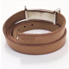 エルメスレザーブレス キャメル シルバー金具22.5cm - メルカリ