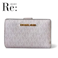 【美品】マイケルコース　MICHAEL KORS 　MKシグネチャー　バイフォールドウォレット　ピンク系