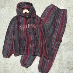 【美品】SCULPTOR スカルプター　フリース スウェット セットアップ　Sサイズ　ピンク マルチカラー　パーカー　韓国　ポリエステル