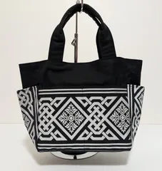 ハンドメイド トートバッグ 黒 モノトーン 帆布 和柄 サイドポケット付き