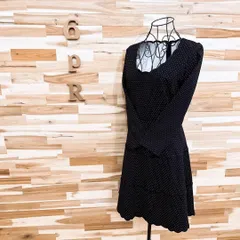 【ケイトスペード】スカラップ ネック ドット ワンピース 水玉 総柄 M 黒×白