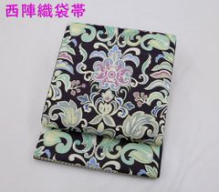 新品未仕立 博多帯 黒木織物 八寸名古屋帯 雪の結晶柄 白地グレー 仕立