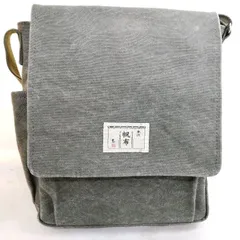 【中古】牛や 米沢 帆布 かぶせショルダーバッグ モスグリーン系