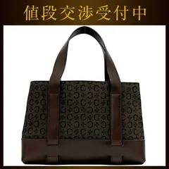 セリーヌ ハンドバッグ ブラウン Ｃマカダム 美品 キャンバス レザー 中古