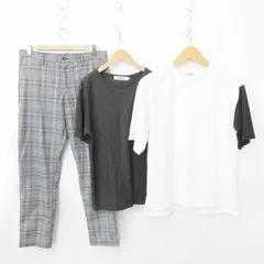 ユニオンステーション UNION STATION メンズビギ Tシャツ パンツ 3枚セット 半袖 丸首 ロング 無地 総柄 チェック ホワイト ブラック グレー 白 黒 L