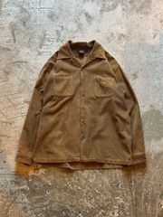 70s シアーズ オンブレチェックレーヨンシャツ ブラウン×イエロー M