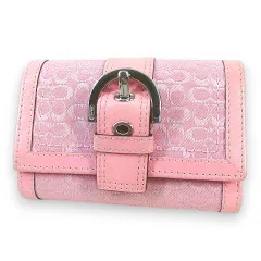 コーチ COACH ソーホー 3つ折財布 コンパクト ピンク シグネチャー キャンバス レザー