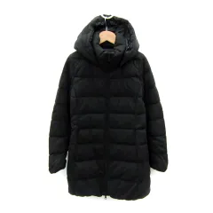 ユニクロ UNIQLO ダウンコート ロング丈 スタンドカラー フード付き 2way 無地 XS 黒 ブラック /SY9
