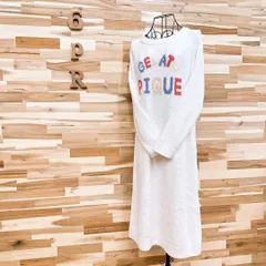 【ジェラートピケ】カラフル ロゴ モコモコ ロング ワンピース部屋着 白×ピンク