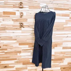 【イディット】コットン ブレンド ストライプ ワンピース M 紺ネイビー×白のサムネイル