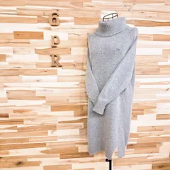 【ラコステ】ボリューム ウール ロング ニット ワンピース 編み込み グレー