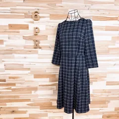 【マッキントッシュフィロソフィー】クラシカル チェック ワンピース紺×アイボリー