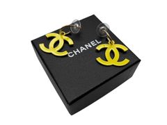CHANEL シャネル ココマーク スイング ピアス イエロー ゴールド金具 