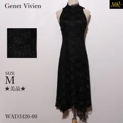 ★美品★ Genet Vivien ジュネビビアン ワンピース ロング丈 ノースリーブ ラメ刺繍 アシンメトリー裾 　ブラック　 【WAD3420-00】 送料無料　古着　レディース