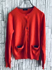 【最終値下げ】Paul Smith BLACK ポールスミス ブラック ニット カーディガン リボン セーター 羽織り M オレンジ レディース 古着 中古 USED