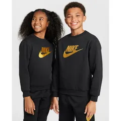 ナイキ 長袖 トレーナー キッズ ジュニア 130-160cm 子供服 NIKE クラブ フリース クルーネック スウェットシャツ 裏起毛 スエット 軽量 子ども 男の子 女の子  スポーツウェア  スポーティ   キッズウエア/HQ0975-010