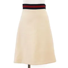 【SALE】GUCCI グッチ スカート シェリーライン ウェブストライプ ロゴ スムースジャージー ウール / シルク ボトムス レディース サイズ 36 アイボリー 生成 イタリア製のサムネイル