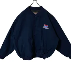 ネイビー ワッペン ワンポイント ワーク XL ジャケット メンズ 古着 長袖