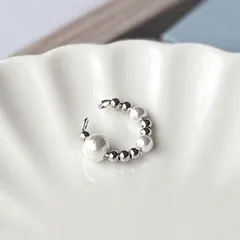 コットンパール シルバー イヤーカフ 丸 イヤカフ 上品 シンプル おしゃれ サージカルステンレス【573】