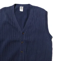 90's 00's ギャップ GAP コットン ニット ベスト カーディガン 紺 (M) ネイビー 無地 針抜き 90年代 旧タグ オールド ファクトリータグ  アメリカ古着 USED ビンテージ ヴィンテージ