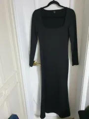 ブラック Long ロング ワンピース スクエアネック