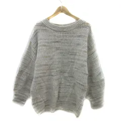 ヘザー Heather ニット セーター 長袖 ラウンドネック 総柄 透かし編み オーバーサイズ F マルチカラー 白 ホワイト /YS16