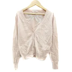 アベニールエトワール Aveniretoile カーディガン ミドル丈 Vネック レース カシミヤ混 36 ピンク /YM19