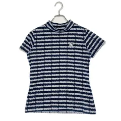 中古 レディース パーリーゲイツ PEARLY GATES 半袖シャツ 0(S) 紺 ネイビー モックネック 総柄