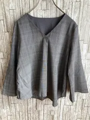 【最終値下げ】UNITEDARROWS　ユナイテッドアローズ　GLR　グリーンレーベルリラクシング チェック　カットソー　グレー　レディース　サイズ フリー