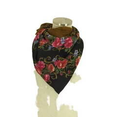 イブサンローランプールオム Yves Saint Laurent Pour Homme ウールシルク ロゴ 花柄プリント ストール レディース 表記無 