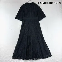 EMMEL REFINES エメルリファインズ ユナイテッドアローズ  Pハシゴレースハイネックフレアワンピース  オケージョンドレス　ロング 総レース　グリーン　M 日本製　クラシカル 二次会　結婚式　パーティー　謝恩会 フォーマル