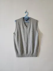 Tommy Hilfiger トミーヒルフィガー Vネック ゴルフ ニット ベスト グレー M