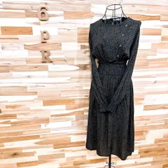 【ザラ】アニマル レオパード ロング ブラウス ワンピース 長袖 S カーキ×黒