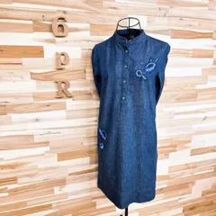 【ローレンラルフローレン】デニム フラワー エンブロイダリー ワンピース花柄 紺