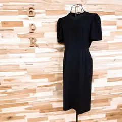 【東京ソワール】タック入り フォーマル ワンピース 半袖 M相当 黒ブラック