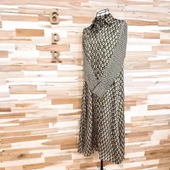 【ザラ】ジオメトリック ロング シャツ ワンピース 総柄 XS ベージュ×黒