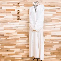 【ザラ】カットワーク 花柄 レース ロング ワンピース 長袖 M アイボリー