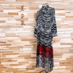 希少【ザラ】アニマル柄 ゼブラ ロング ワンピース 総柄 透け感 S 白×黒