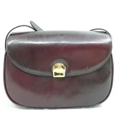 【中古】エティエンヌアイグナー ショルダーバッグ エンジ×レザー