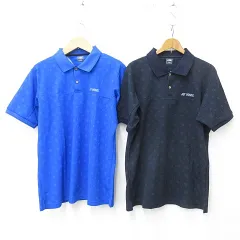 ヨネックス YONEX ゴルフ スポーツウエア ポロシャツ 2枚セット 半袖 ジャガード 総柄 刺繍 リブ 青 紺 ブルー ネイビー 3L