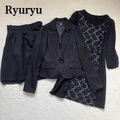 Ryuryu　リュリュ  3点セット セレモニー　スカートスーツ　セットアップ ママスーツ　ワンピース　フォーマル 卒業式　入学式　式典　七五三　オケージョン ブラック　7号