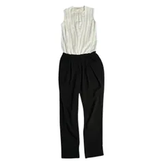 C404 ENFOLD エンフォルド オールインワン つなぎ ノースリーブ ブラック ホワイト ドッキング レディース 36